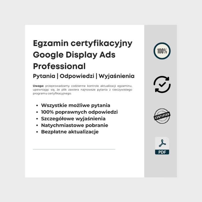 Obraz przedstawiający okładkę e-booka zatytułowanego Egzamin certyfikacyjny Google Display Ads Professional